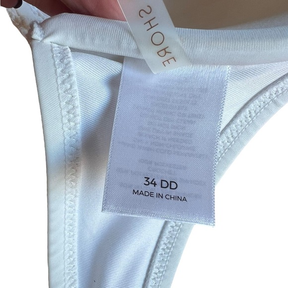 Shade & Shore 34DD White High Neck Crochet Bikini Top Boho Beachy Resort - Picture 7 of 8